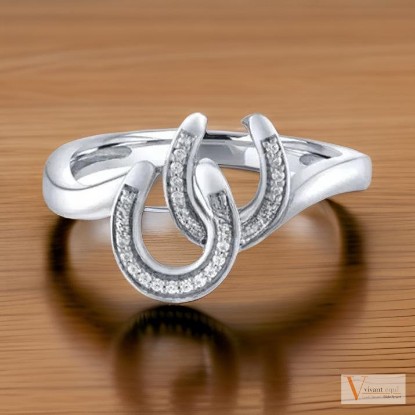 Vivant Equi Sterling Silver Double Horseshoe Ring